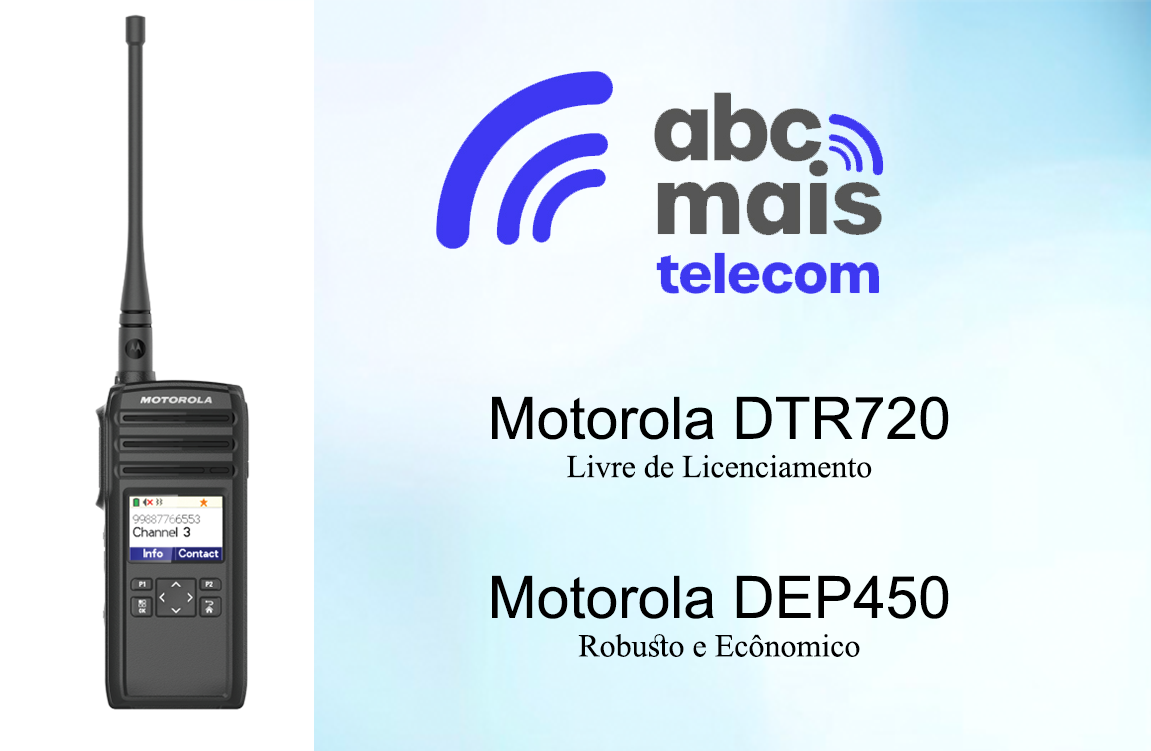 Comparação visual entre rádios Motorola DTR720 e DEP450