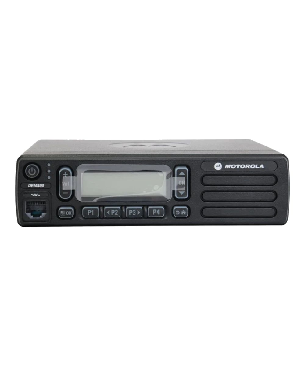 Rádio móvel Motorola DEM400, vista frontal oficial
